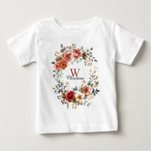 Eleganter Blumenkranz mit verdeckten Rose Baby T-shirt