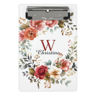 Eleganter Blumenkranz mit verdeckten Rose Mini Klemmbrett