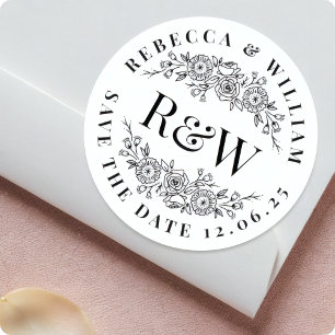 Eleganter Blumenkranz Monogramm Benachrichtigung z Runder Aufkleber