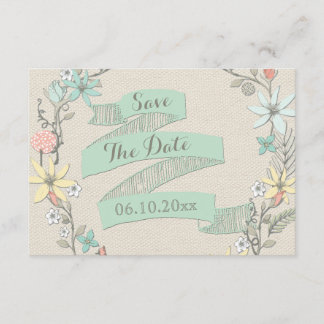 Eleganter Blumenkranz und Banner Save The Date Einladung