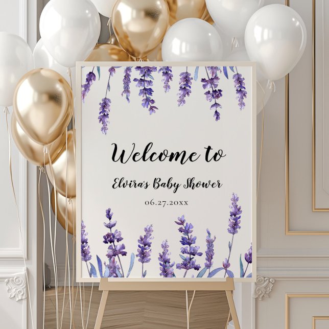 Eleganter Blumenlavender Baby Dusche Empfang Poster (Von Creator hochgeladen)