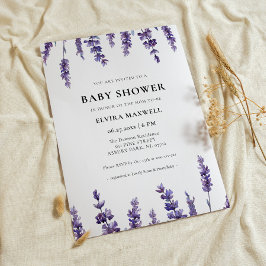 Eleganter Blumenlavender Baby Shower Einladung