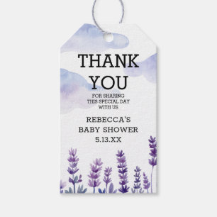 Eleganter Blumenlavender Baby Shower Gunst Geschenkanhänger