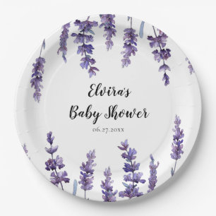 Eleganter Blumenlavender Baby Shower Pappteller