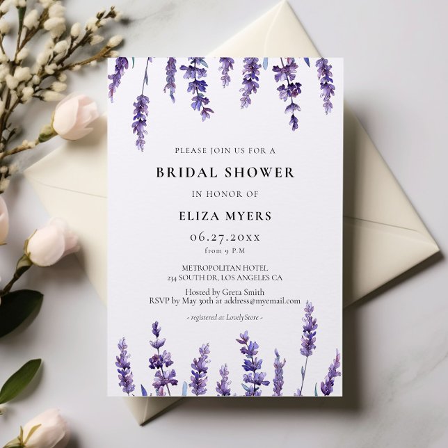 Eleganter Blumenlavender Bridal-Duschladen Einladung (Von Creator hochgeladen)