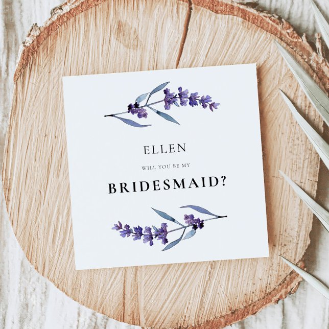 Eleganter Blumenlavender Bridesmaid-Vorschlagskart Einladung (Von Creator hochgeladen)
