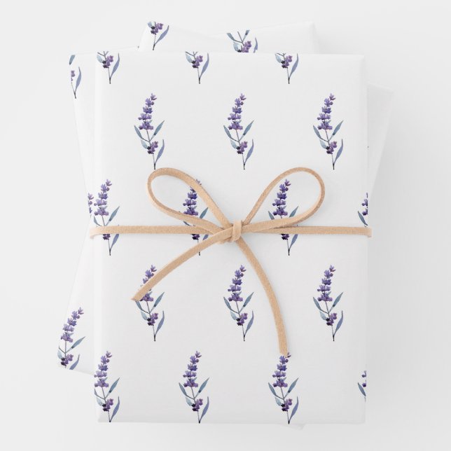 Eleganter Blumenlavender Geschenkpapier Set (Beispiel)