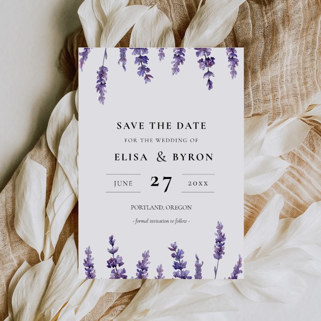 Eleganter Blumenlavender Save the Date Einladung (Von Creator hochgeladen)