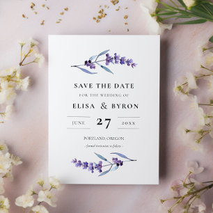 Eleganter Blumenlavender Save the Date Einladung