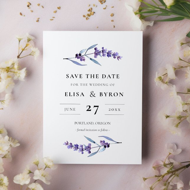 Eleganter Blumenlavender Save the Date Einladung (Von Creator hochgeladen)