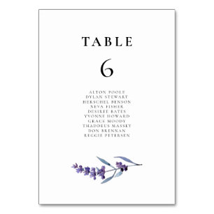 Eleganter Blumenlavender Wedding Seating Chart Car Tischnummer