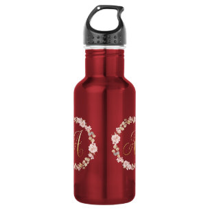 Eleganter Blumenmonogramm-Buchstabe A Keramik-Kaff Edelstahlflasche