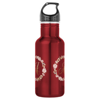 Eleganter Blumenmonogramm-Buchstabe A Keramik-Kaff Edelstahlflasche