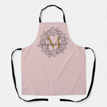 Eleganter Blumenname Initial Monogram Pink Black