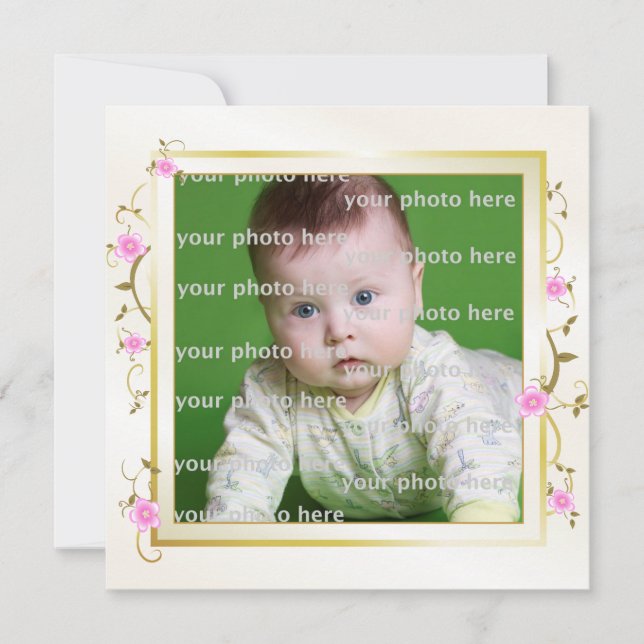 Eleganter Blumenrahmen Ankündigung (Vorderseite)