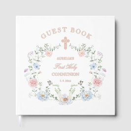 Eleganter Blumenrahmen Erste Kommunion Gästebuch