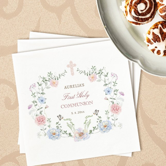 Eleganter Blumenrahmen Erste Kommunion Serviette (Von Creator hochgeladen)