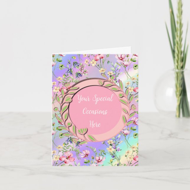 Eleganter Blumenrahmen: für jeden Anlass Einladung (Vorderseite)