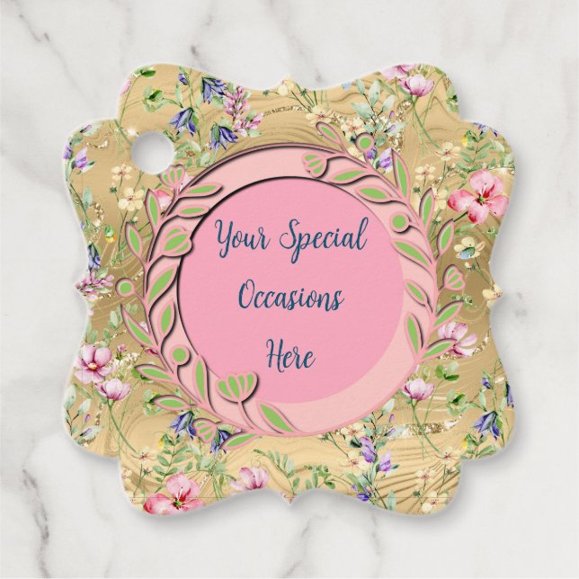 Eleganter Blumenrahmen: für jeden Anlass Geschenkanhänger (Vorderseite)