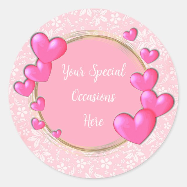 Eleganter Blumenrahmen: für jeden Anlass Runder Aufkleber (Vorderseite)