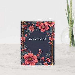 Eleganter Blumenrahmen mit rosa Blüten Karte