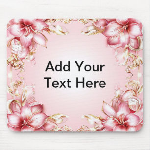 Eleganter Blumenrahmen mit rosa Lilien-Designs Mousepad