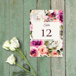 Eleganter Blumenrahmen Rosa Blush Lila Pfirsich We Tischnummer