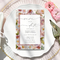 Eleganter Blumenrahmen Save the Date
