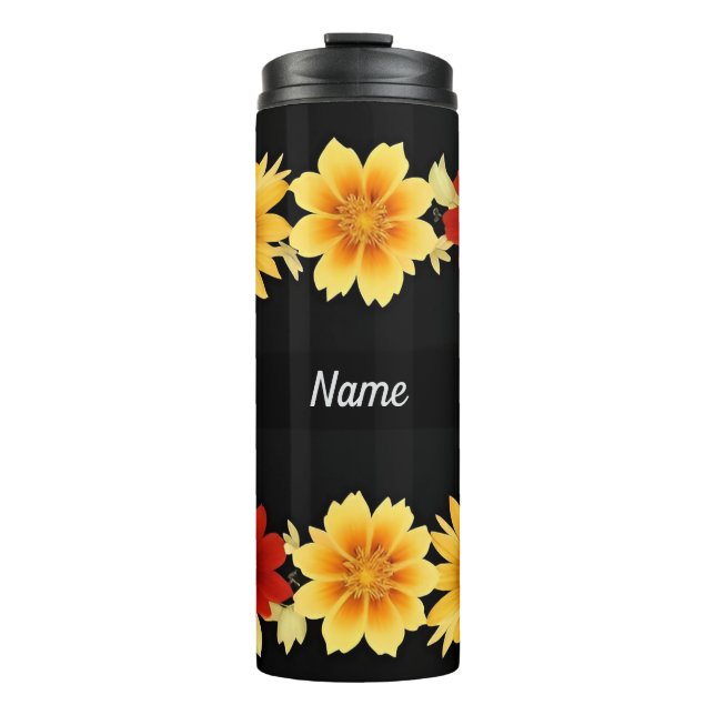Eleganter Blumenrahmen Thermosbecher (Vorderseite)