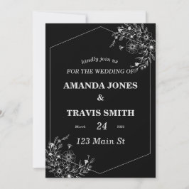 Eleganter Blumenrand mit geometrischem Rahmen Einladung