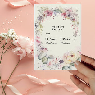 Eleganter Blumenring Aquarell RSVP Karte