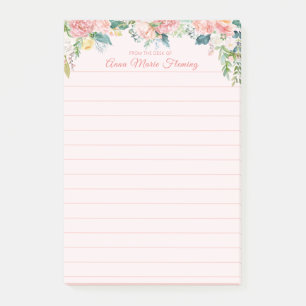 Eleganter Blumenrosa Rosenpeony Name Post-it Klebezettel