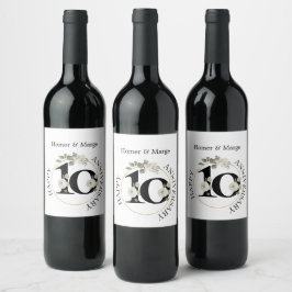 Eleganter Blumenstrauß 10 Jahre JAHRESZEIT Wein Weinetikett