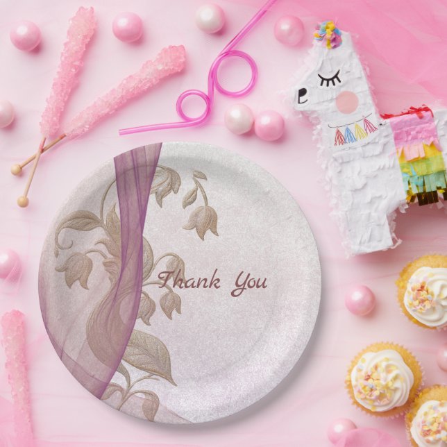 Eleganter Blumenstrauß 70. Geburtstag Teller (Party)