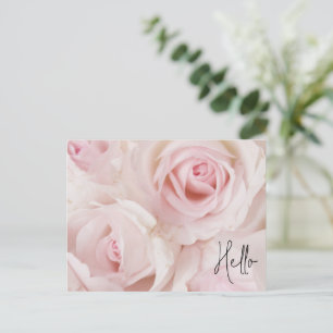 Eleganter Blumenstrauß Hello mit altrosa Rosen Feiertagspostkarte