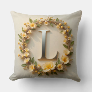 Eleganter Blumenstrauß mit Golden Letter L Kissen