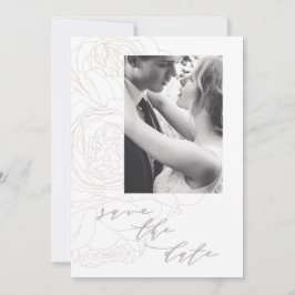 Eleganter Blumenstrauß Save the Date. Date