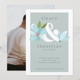 Eleganter Blumenstrauß und Hochzeit retten das Dat Save The Date