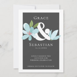 Eleganter Blumenstrauß und Hochzeit retten das Dat Save The Date