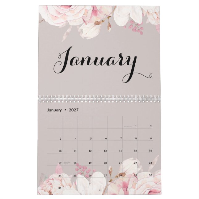 Eleganter Blumenwallkalender 2024 Kalender (Jan 2027)
