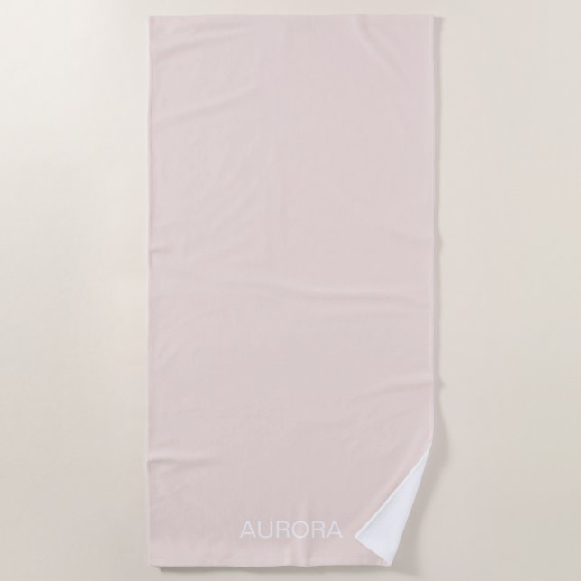 Eleganter Blush Beige Personalisierter Name Strandtuch (Vorderseite)