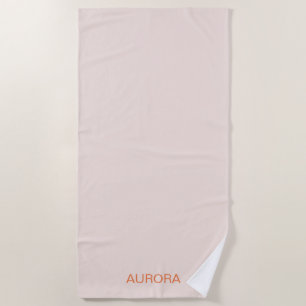 Eleganter Blush Beige Personalisierter Name Strandtuch
