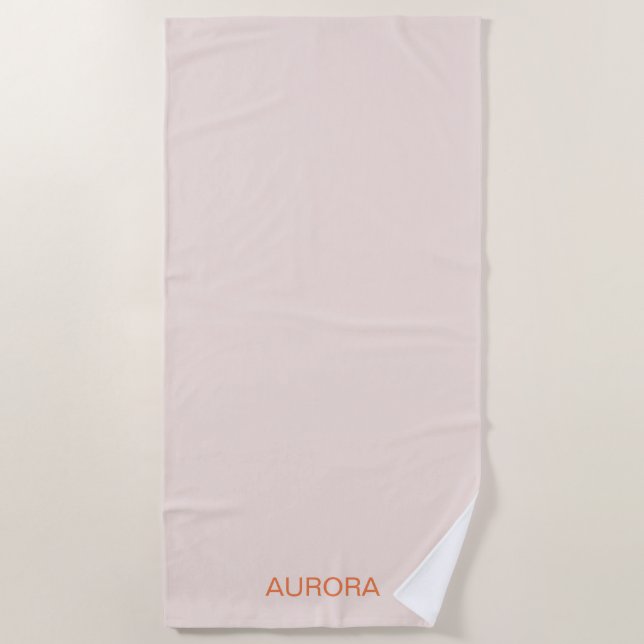 Eleganter Blush Beige Personalisierter Name Strandtuch (Vorderseite)