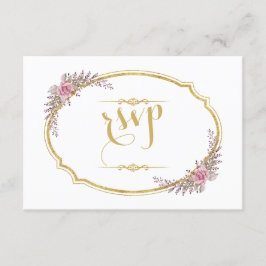 Eleganter Blush Bloral Gold Frame Wedding RSVP