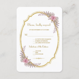Eleganter Blush Bloral Gold Frame Wedding RSVP