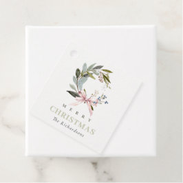 Eleganter Blush Blue Green Winter Weihnachtskranz Geschenkanhänger