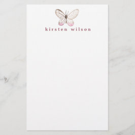 Eleganter Blush Butterfly Personalisiert Briefpapier