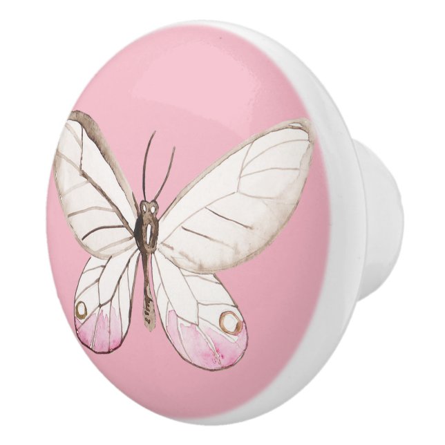 Eleganter Blush Butterfly Pink Keramik Knob Keramikknauf (Rechts)