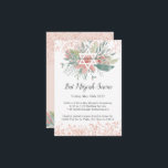 Eleganter Blush Floral Bat Mitzvah Service Begleitkarte<br><div class="desc">Feiern Sie einen besonderen Meilenstein mit dieser wunderschönen Bat Mitzvah Service-Einladung. Freuen Sie sich auf ein zartes Star of David in einem zarten Ambiente aus Rosa und Grün. Feine Goldakzente in der Rose verleihen dem Glitzer eine Touch von Eleganz, die es perfekt für ein modernes und zeitloses Bat Mitzvah-Fest macht....</div>
