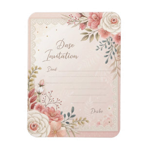 Eleganter Blush Floral Lace Wedding Einladung Temp Magnet